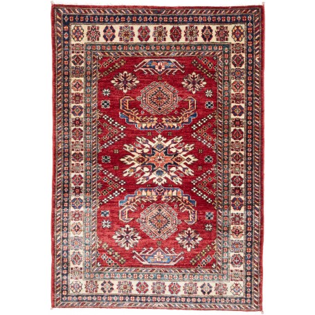 Tappeto Kazak Fine Pakistan Geometrico Rosso Blu 105x151 Cm