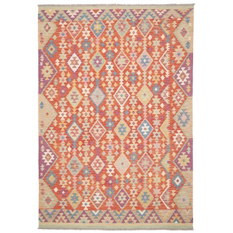 Tappeto Kilim Afghanistan Astratto Arancione Policromo 201x2