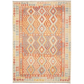 Tappeto Kilim Afghanistan Geometrico Terracotta Crema 210x29