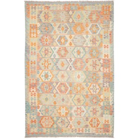 Tappeto Kilim Afghanistan Geometrico Pastello Azzurro 192x28