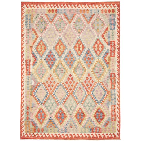 Tappeto Kilim Afghanistan Geometrico Multicolore Pastello Be