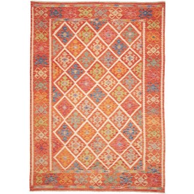 Tappeto Kilim Afghanistan Geometrico Arancio Policromo 209x2