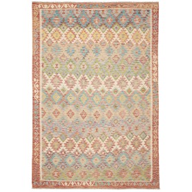 Tappeto Kilim Afghanistan Geometrico Beige Multicolor 196x29