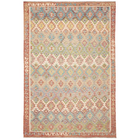 Tappeto Kilim Afghanistan Geometrico Beige Multicolor 196x29