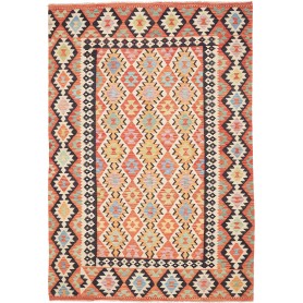 Tappeto Kilim Afghanistan Astratto Arancio Crema 202x293 Cm