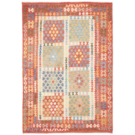 Tappeto Kilim Afghanistan Geometrico Terracotta Multicolore