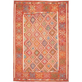 Tappeto Kilim Afghanistan Geometrico Arancio Multicolore 209