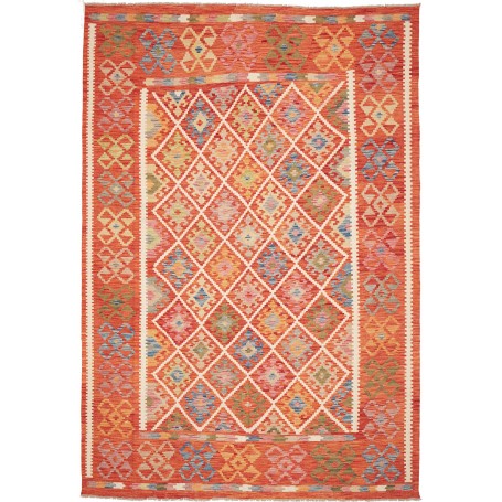 Tappeto Kilim Afghanistan Geometrico Arancio Multicolore 209