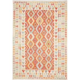 Tappeto Kilim Afghanistan Astratto Arancio Multicolore 204x2