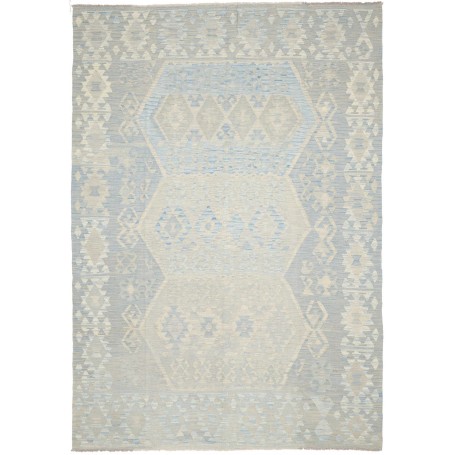 Tappeto Kilim Afghanistan Tribale Azzurro Beige Chiaro 206x2