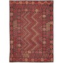 Tappeto Kilim Afghanistan Geometrico Rosso Nero 207x292 Cm