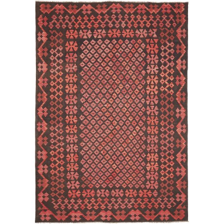 Tappeto Kilim Afghanistan Geometrico Rosso Terra Scuro 203x2