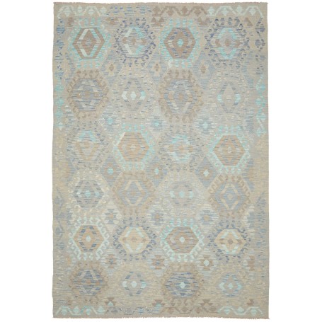 Tappeto Kilim Afghanistan Geometrico Beige Azzurro Marrone 2