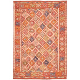 Tappeto Kilim Afghanistan Geometrico Arancio Multicolore 208
