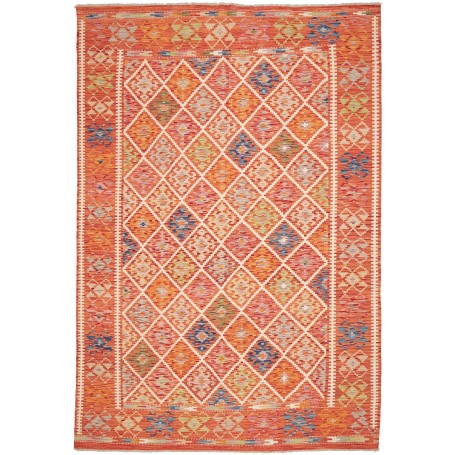 Tappeto Kilim Afghanistan Geometrico Arancio Multicolore 208