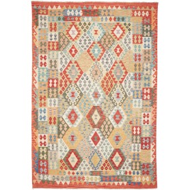 Tappeto Kilim Afghanistan Astratto Multicolore Terracotta 21