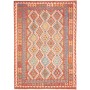 Tappeto Kilim Afghanistan Astratto Arancio Blu 209x289 Cm
