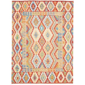 Tappeto Kilim Afghanistan Geometrico Multicolore Rosso 177x2