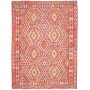 Tappeto Kilim Afghanistan Geometrico Rosso Giallo 184x241 Cm