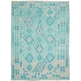 Tappeto Kilim Afghanistan Geometrico Azzurro Acquamarina 181