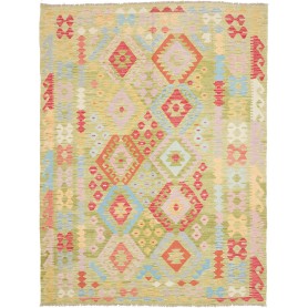 Tappeto Kilim Afghanistan Geometrico Verde Rosa 182x245 Cm