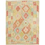 Tappeto Kilim Afghanistan Geometrico Verde Rosa 182x245 Cm
