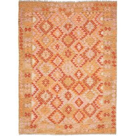 Tappeto Kilim Afghanistan Geometrico Arancio Beige 174x232 C