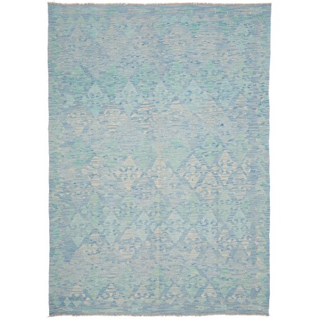 Tappeto Kilim Afghanistan Geometrico Azzurro Verde Acqua 173