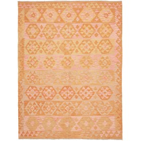 Tappeto Kilim Afghanistan Geometrico Arancio Rosa 180x243 Cm