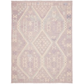 Tappeto Kilim Afghanistan Geometrico Lilla Crema Azzurro 180