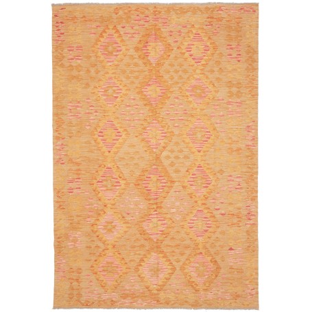 Tappeto Kilim Afghanistan Geometrico Arancio Rosa 169x251 Cm