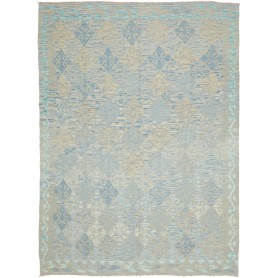 Tappeto Kilim Afghanistan Geometrico Celeste Grigio 182x245