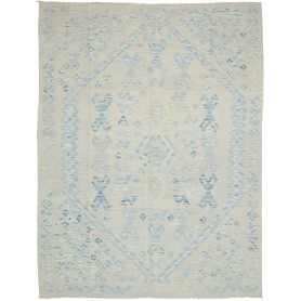 Tappeto Kilim Afghanistan Geometrico Beige Azzurro Cielo 185