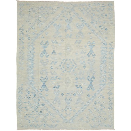 Tappeto Kilim Afghanistan Geometrico Beige Azzurro Cielo 185
