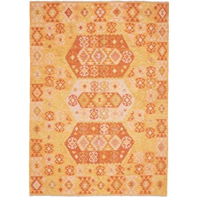 Tappeto Kilim Afghanistan Geometrico Giallo Arancio 177x250