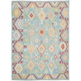 Tappeto Kilim Afghanistan Geometrico Azzurro Rosso 175x243 C