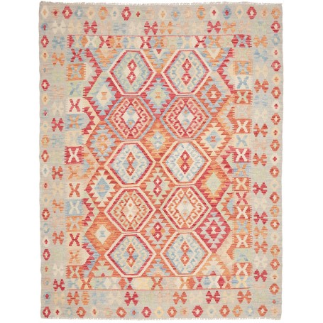 Tappeto Kilim Afghanistan Geometrico Azzurro Rosso 182x231 C