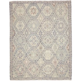 Tappeto Kilim Afghanistan Geometrico Grigio Azzurro 178x220