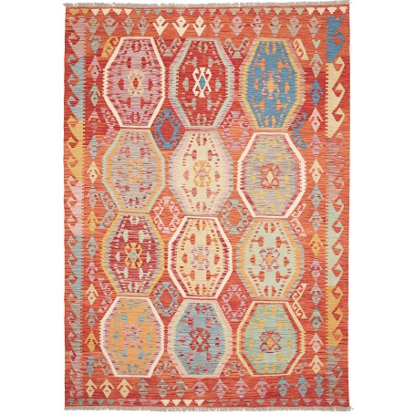 Tappeto Kilim Afghanistan Geometrico Arancio Multi 184x258 C