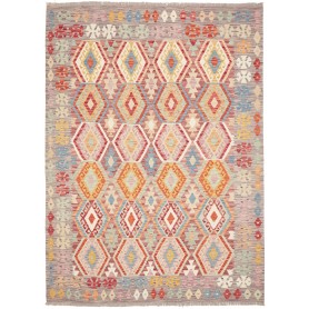 Tappeto Kilim Afghanistan Geometrico Multicolore Terracotta