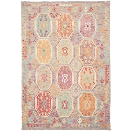 Tappeto Kilim Afghanistan Astratto Grigio Pastello 174x247 C