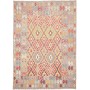 Tappeto Kilim Afghanistan Geometrico Multicolore Su Grigio 1