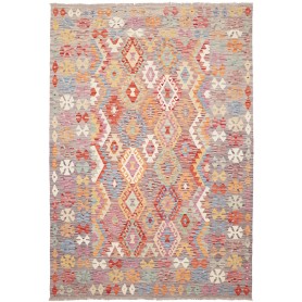 Tappeto Kilim Afghanistan Astratto Grigio Multicolore 171x24