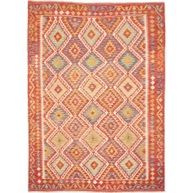 Tappeto Kilim Afghanistan Astratto Terracotta Blu 169x246 Cm
