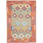 Tappeto Kilim Afghanistan Astratto Multicolore Arancio Rosso