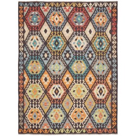 Tappeto Kilim Afghanistan Geometrico Marrone Turchese 183x24