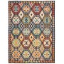 Tappeto Kilim Afghanistan Geometrico Marrone Turchese 183x24