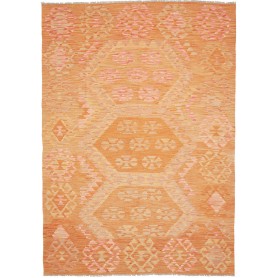 Tappeto Kilim Afghanistan Geometrico Arancio Rosa 175x257 Cm
