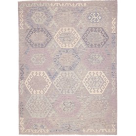 Tappeto Kilim Afghanistan Geometrico Grigio Lavanda Crema 17