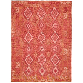 Tappeto Kilim Afghanistan Geometrico Rosso Arancione 186x247